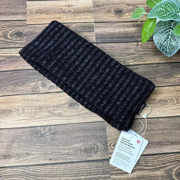 Lululemon Textured Fleece Lined Knit Ear Warmer NWT ONE SIZE (C8DH/BLK) - Picture 1 of 9